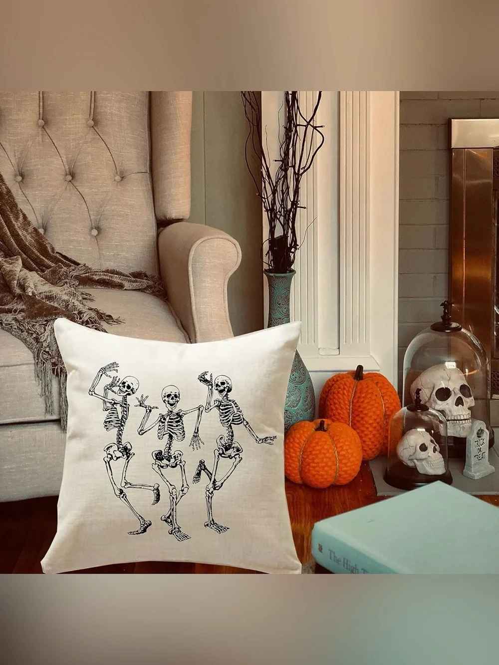 NWT Halloween Decorations Skull Pillow Covers 18x18 Inch